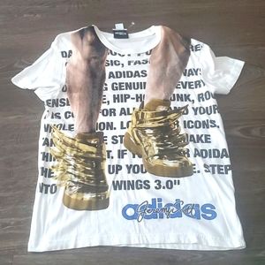 adidas White and Gold Graphic Tee